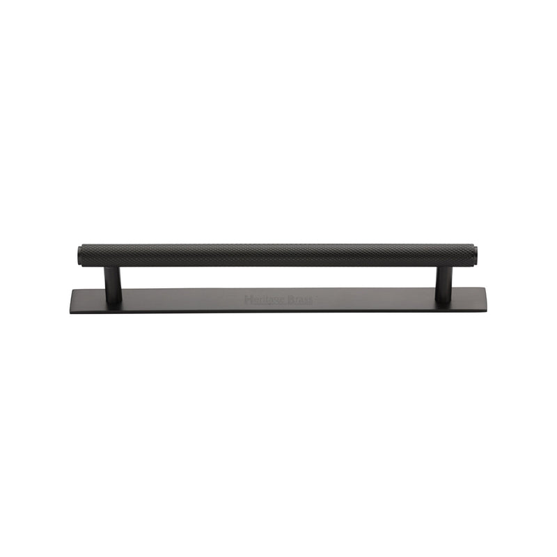 Heritage Brass Knurled Cabinet Pull Handle with Plate