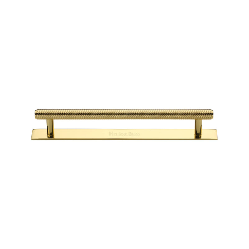 Heritage Brass Knurled Cabinet Pull Handle with Plate