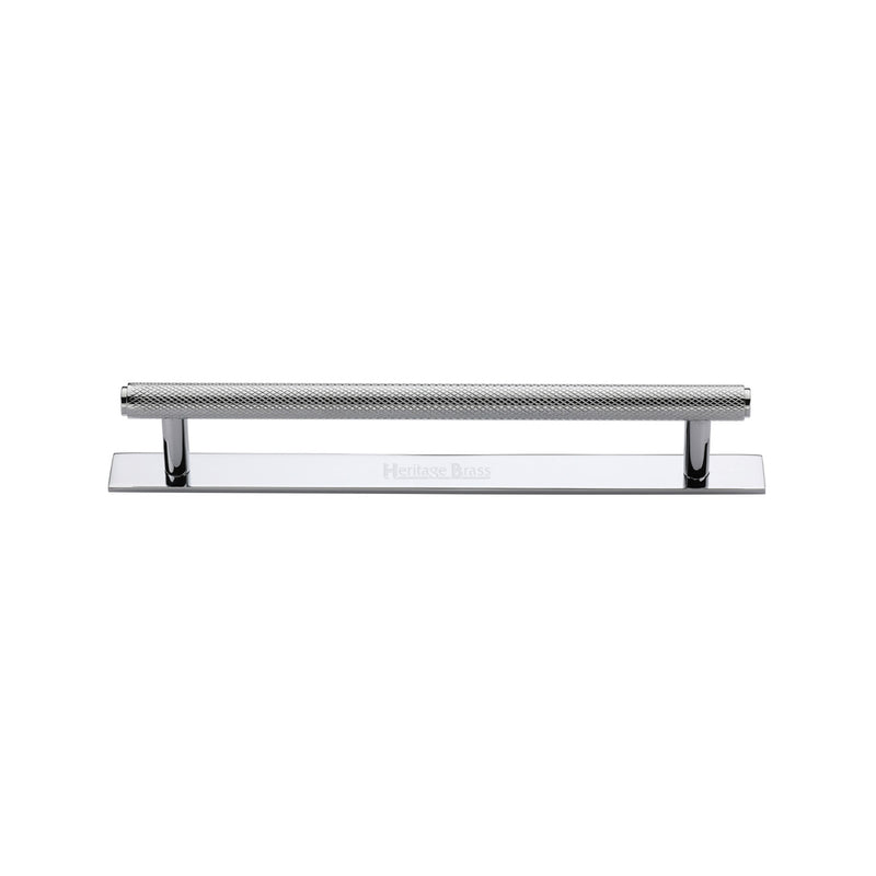 Heritage Brass Knurled Cabinet Pull Handle with Plate
