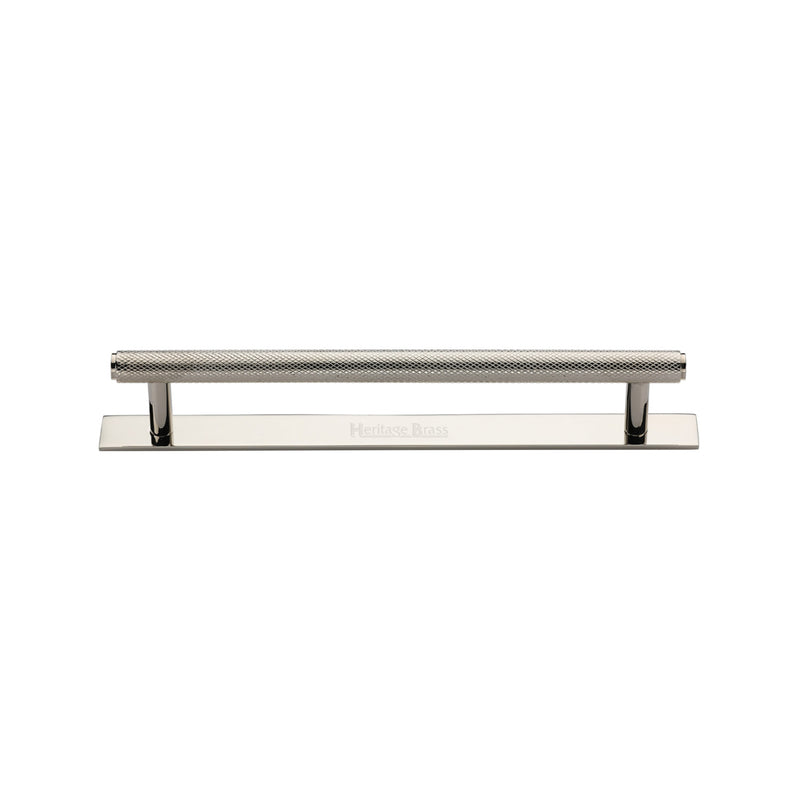 Heritage Brass Knurled Cabinet Pull Handle with Plate
