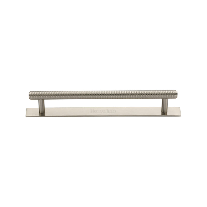 Heritage Brass Knurled Cabinet Pull Handle with Plate
