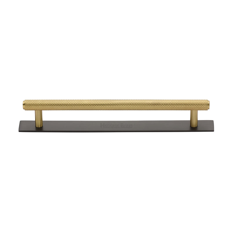 Heritage Brass Knurled Cabinet Pull Handle with Plate