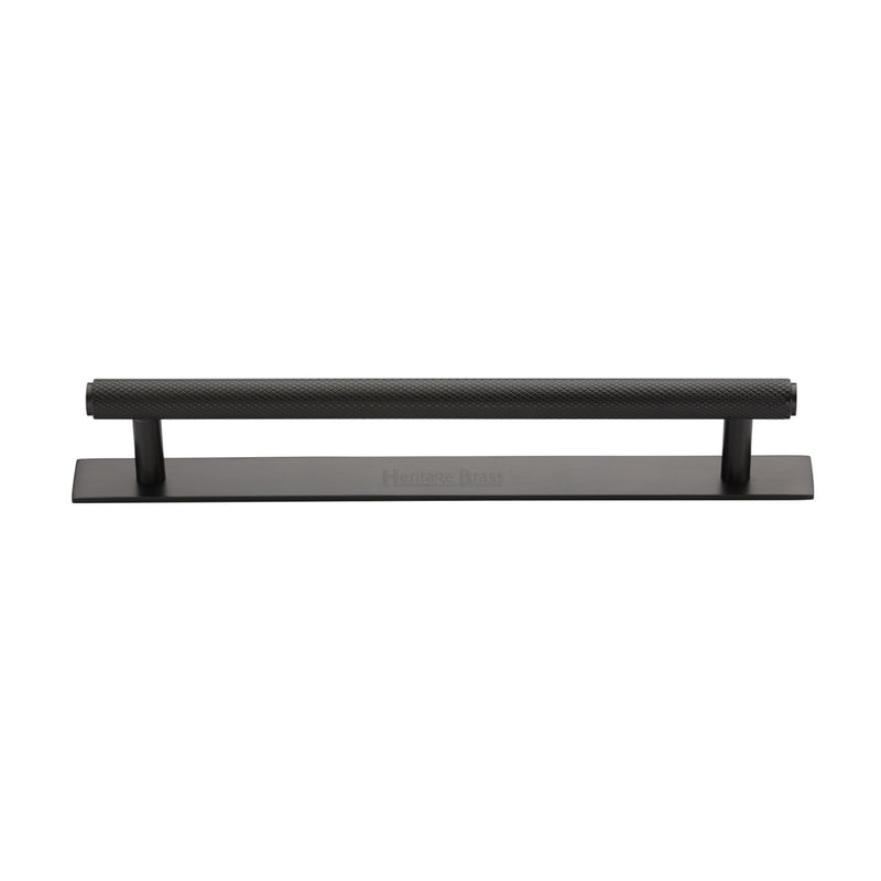 Heritage Brass Knurled Cabinet Pull Handle with Plate