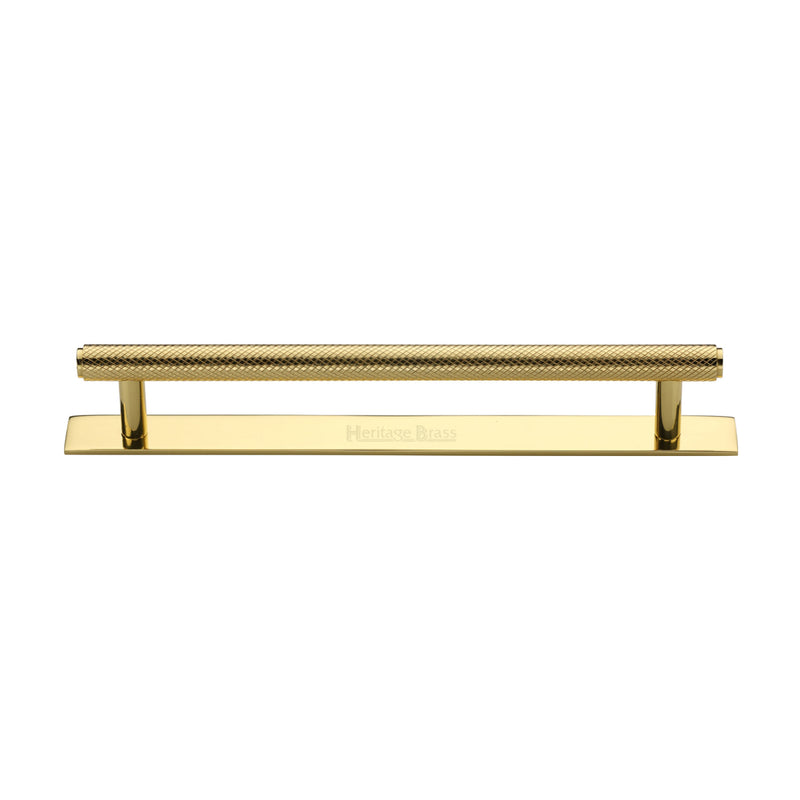 Heritage Brass Knurled Cabinet Pull Handle with Plate