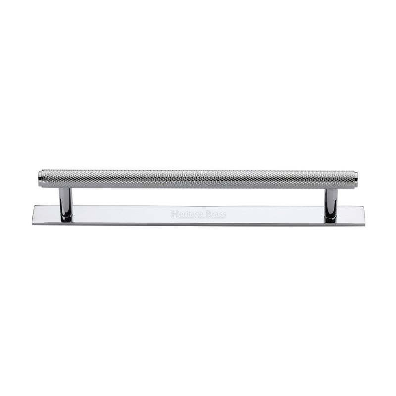Heritage Brass Knurled Cabinet Pull Handle with Plate