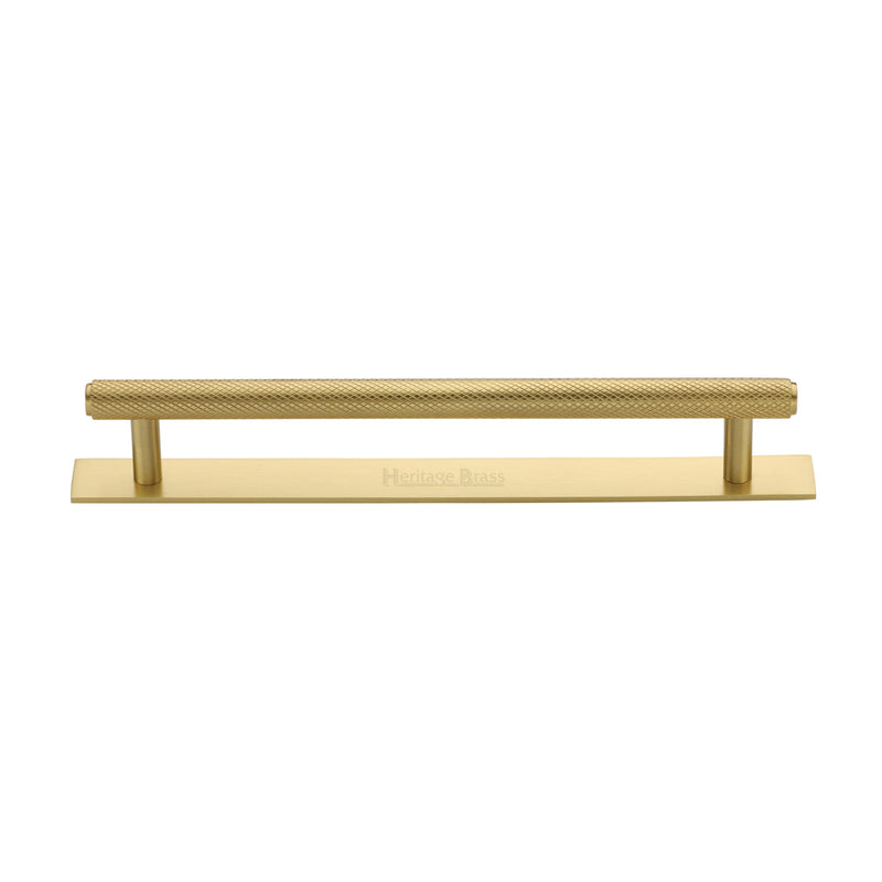 Heritage Brass Knurled Cabinet Pull Handle with Plate