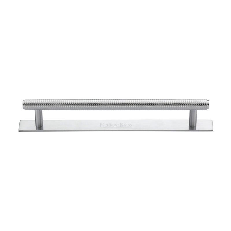 Heritage Brass Knurled Cabinet Pull Handle with Plate