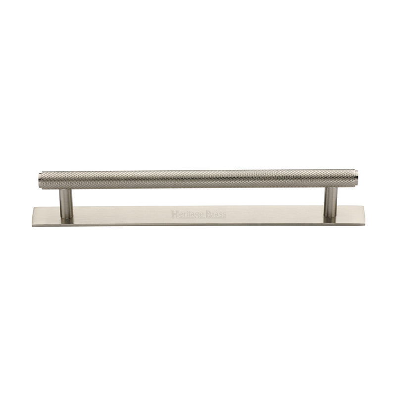 Heritage Brass Knurled Cabinet Pull Handle with Plate