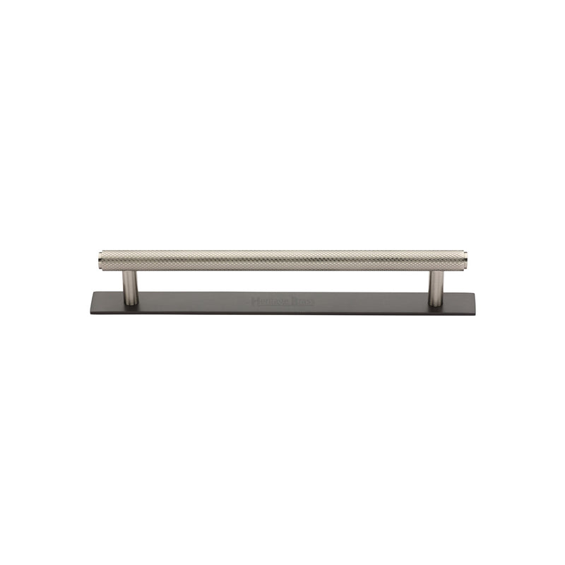 Heritage Brass Knurled Cabinet Pull Handle with Plate