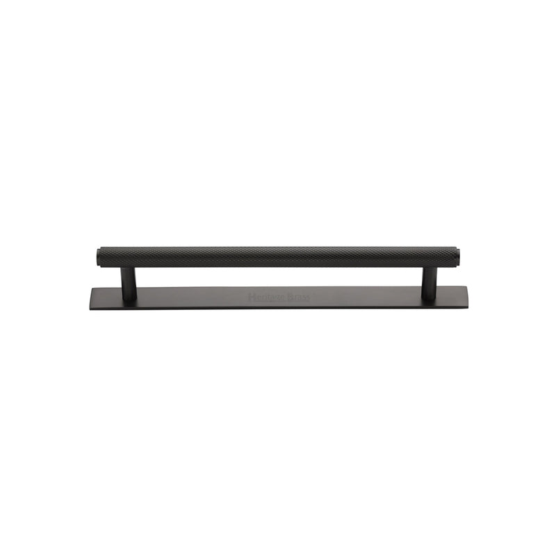Heritage Brass Knurled Cabinet Pull Handle with Plate
