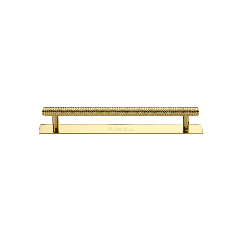 Heritage Brass Knurled Cabinet Pull Handle with Plate