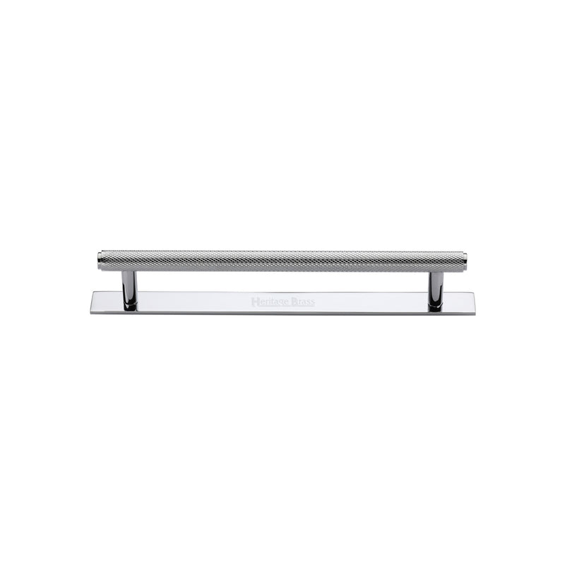 Heritage Brass Knurled Cabinet Pull Handle with Plate