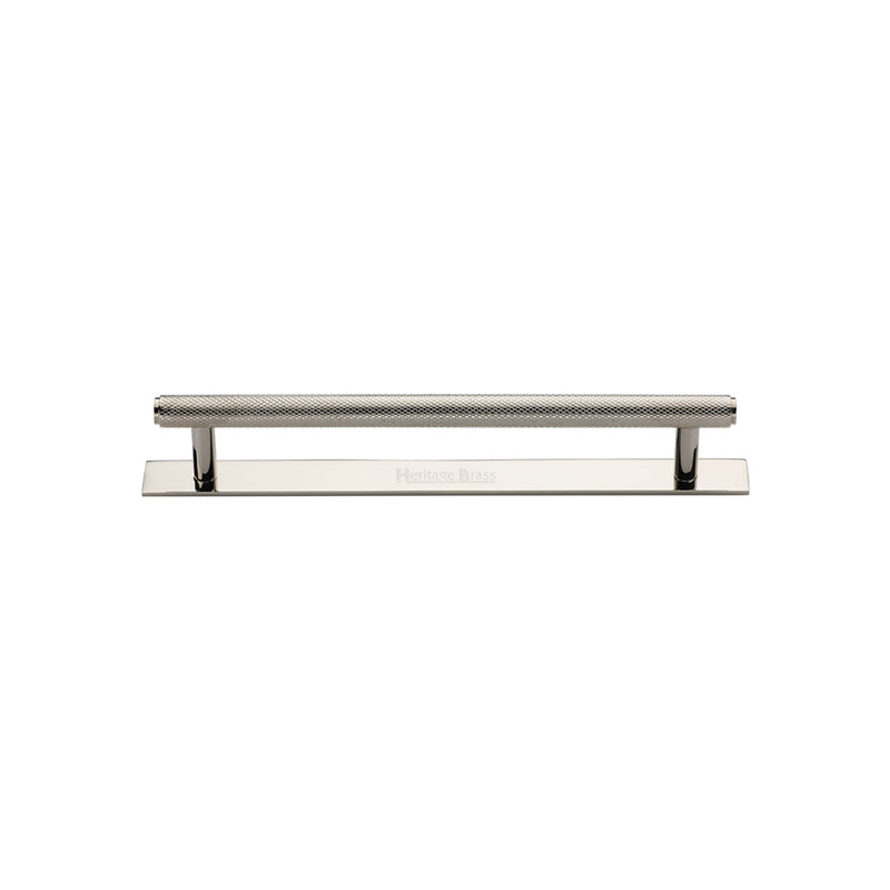 Heritage Brass Knurled Cabinet Pull Handle with Plate