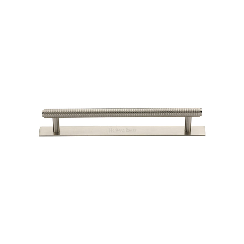 Heritage Brass Knurled Cabinet Pull Handle with Plate
