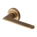 Heritage Brass Pyramid Door Handle on Round Rose