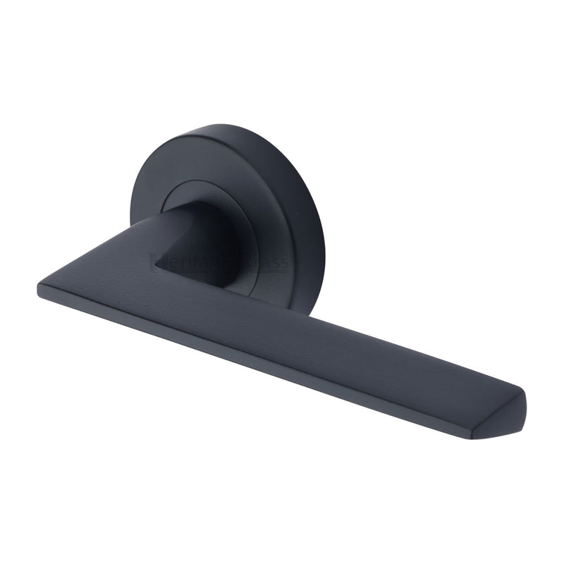 Heritage Brass Pyramid Door Handle on Round Rose
