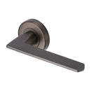 Heritage Brass Pyramid Door Handle on Round Rose