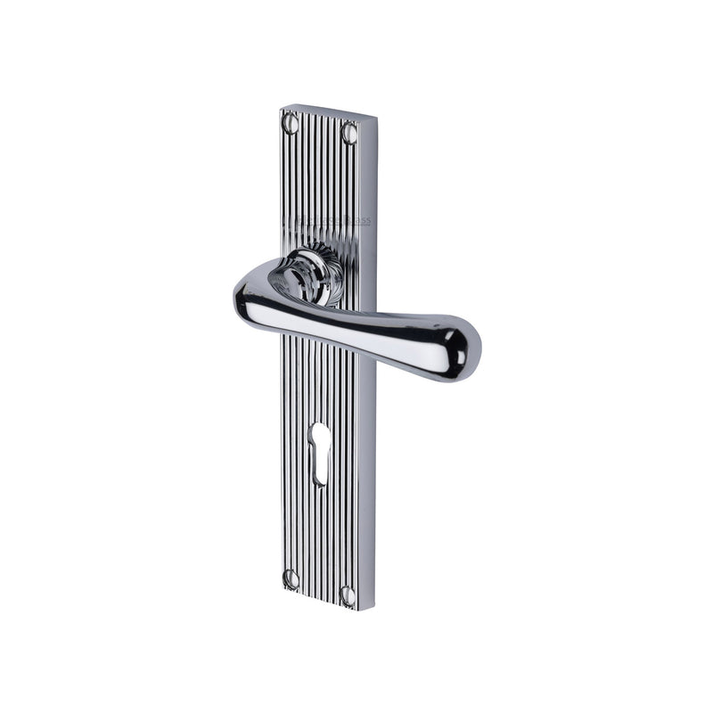 Heritage Brass Charlbury Reeded Door Handle on Plate