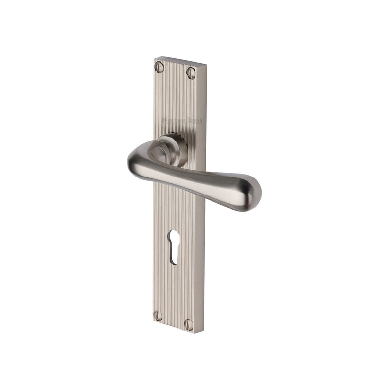 Heritage Brass Charlbury Reeded Door Handle on Plate