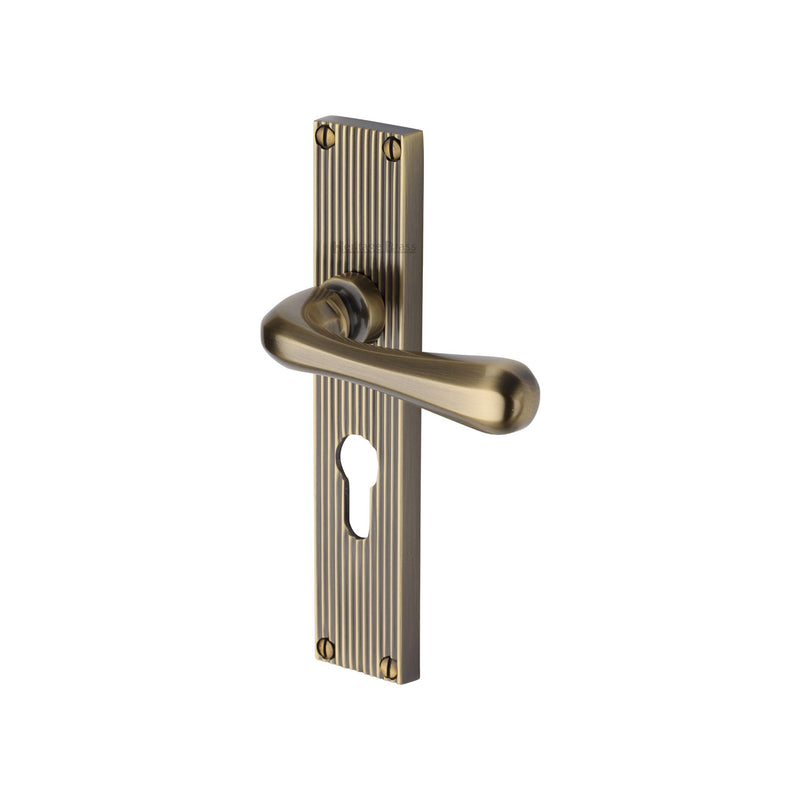 Heritage Brass Charlbury Reeded Door Handle on Plate
