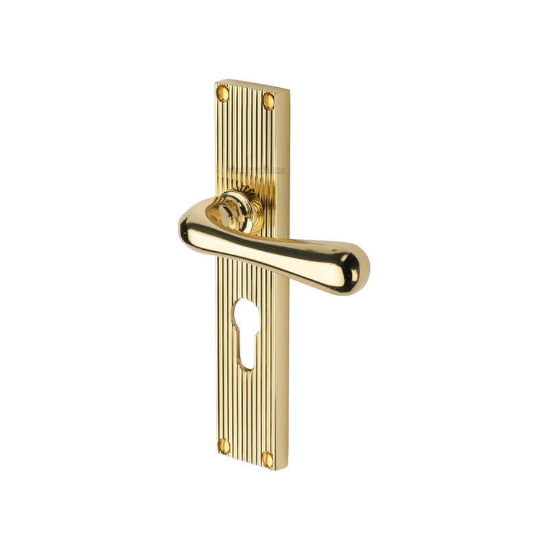 Heritage Brass Charlbury Reeded Door Handle on Plate