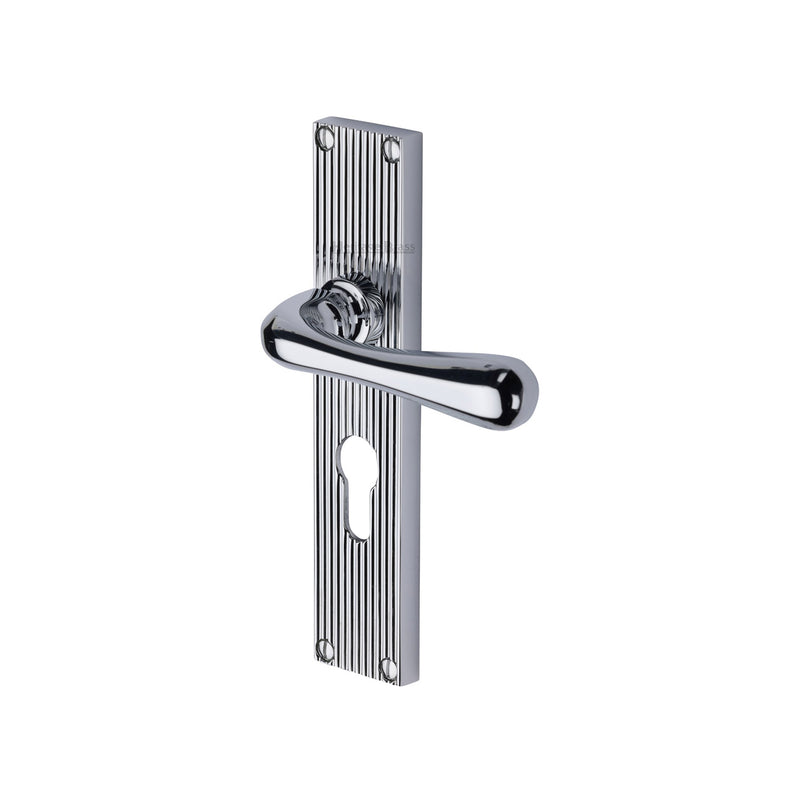 Heritage Brass Charlbury Reeded Door Handle on Plate