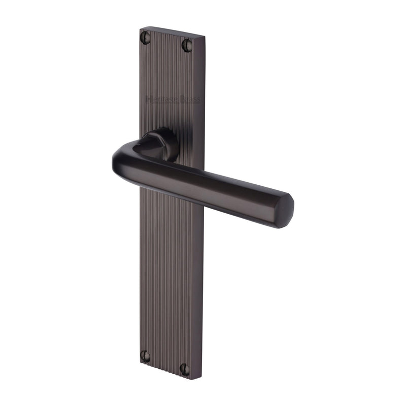 Heritage Brass Octave Reeded Door Handle on Plate