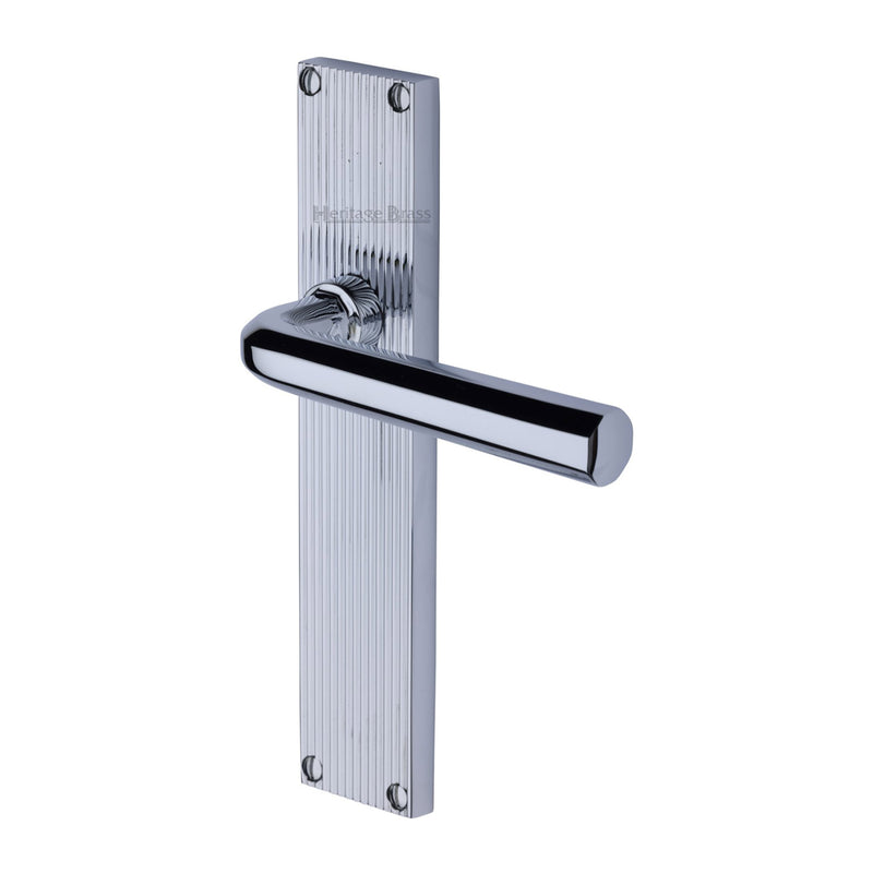 Heritage Brass Octave Reeded Door Handle on Plate