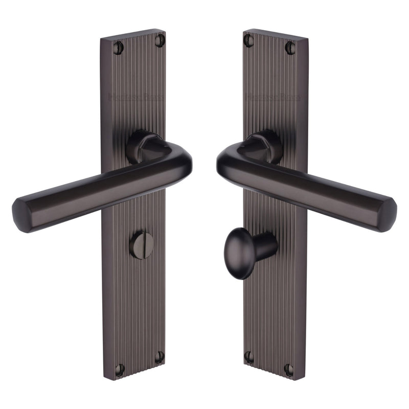 Heritage Brass Octave Reeded Door Handle on Plate