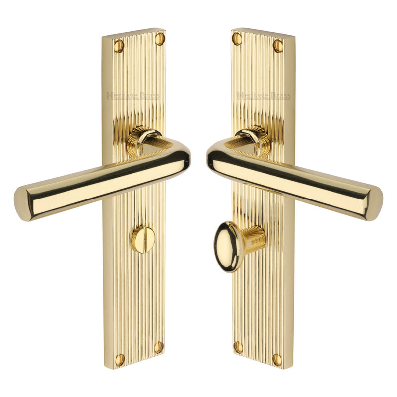 Heritage Brass Octave Reeded Door Handle on Plate