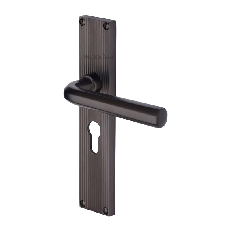 Heritage Brass Octave Reeded Door Handle on Plate