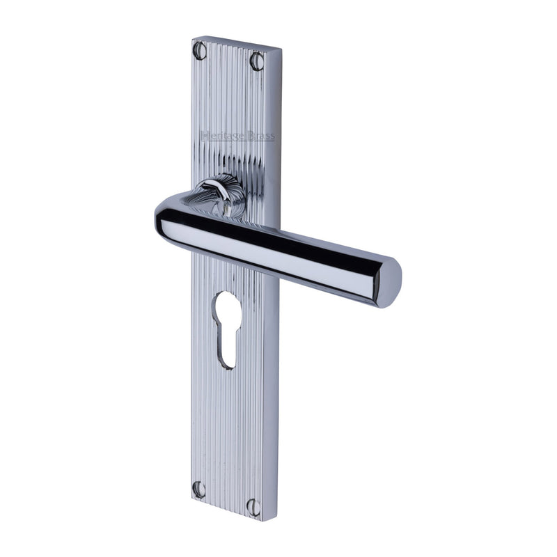 Heritage Brass Octave Reeded Door Handle on Plate