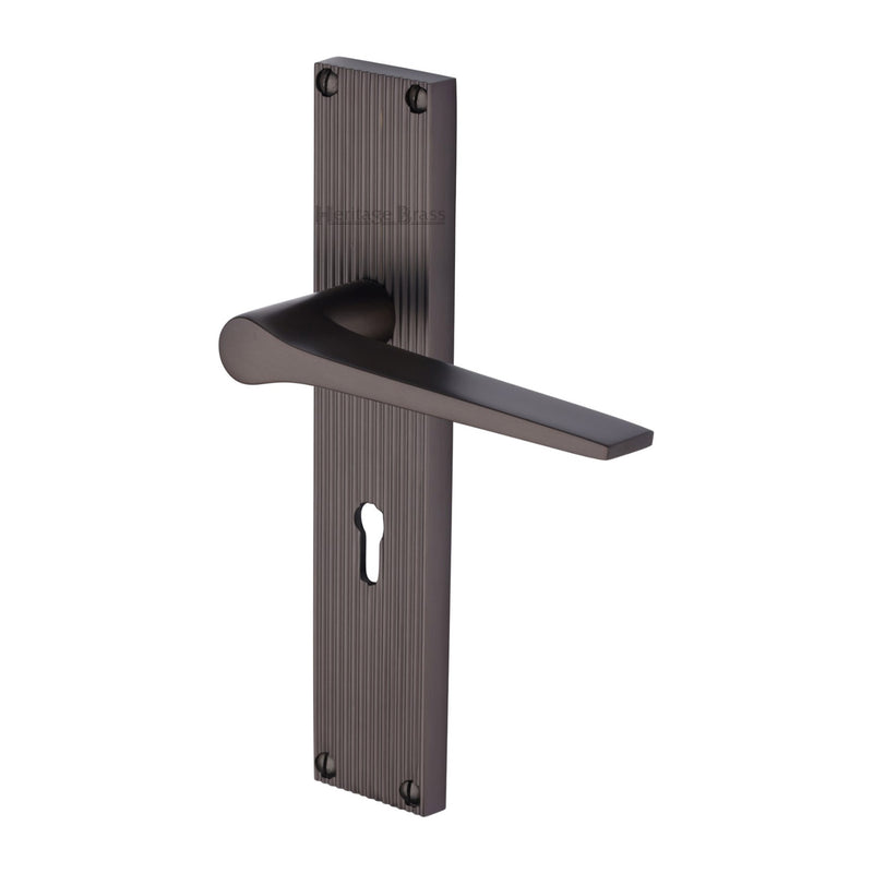 Heritage Brass Gio Reeded Door Handle on Plate