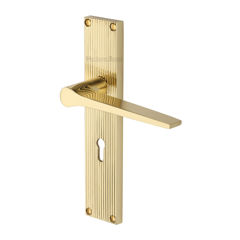 Heritage Brass Gio Reeded Door Handle on Plate