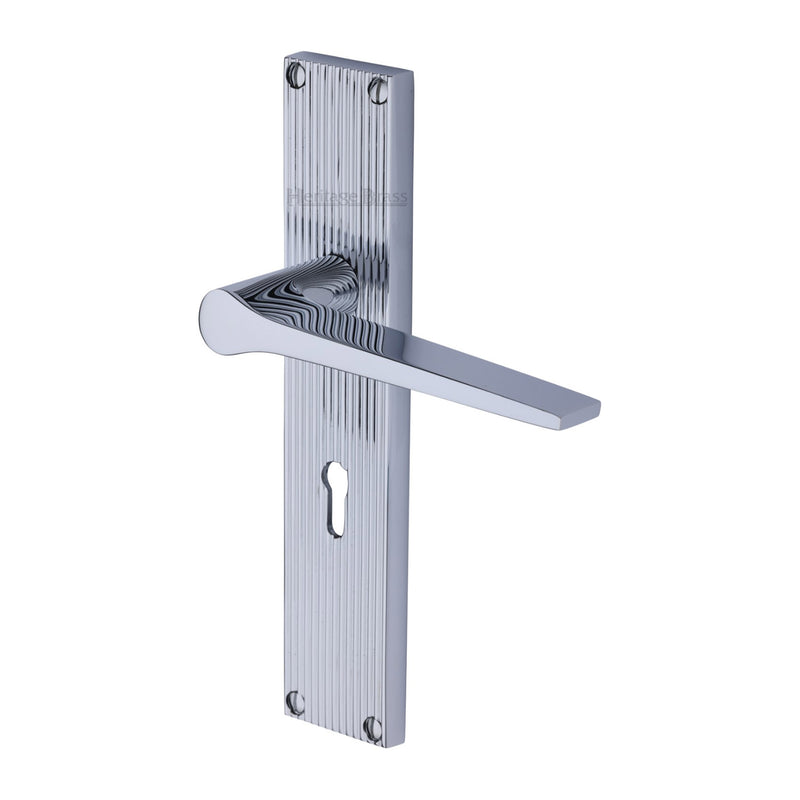 Heritage Brass Gio Reeded Door Handle on Plate