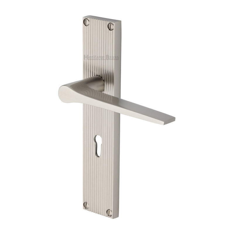 Heritage Brass Gio Reeded Door Handle on Plate