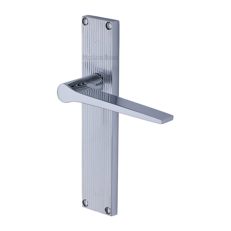 Heritage Brass Gio Reeded Door Handle on Plate