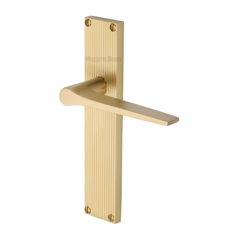 Heritage Brass Gio Reeded Door Handle on Plate