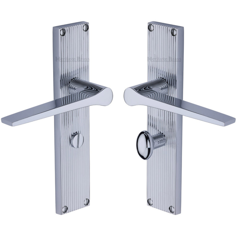 Heritage Brass Gio Reeded Door Handle on Plate