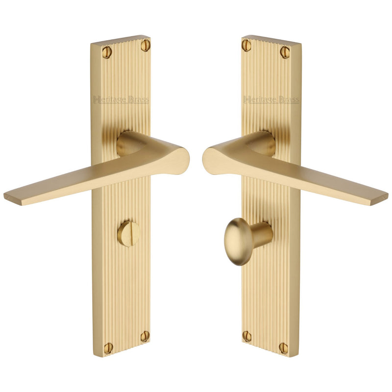 Heritage Brass Gio Reeded Door Handle on Plate