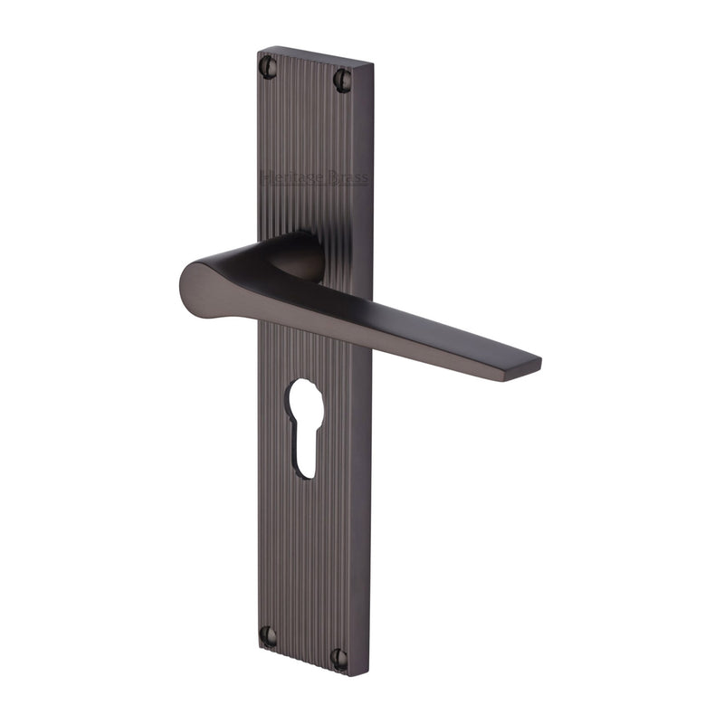 Heritage Brass Gio Reeded Door Handle on Plate