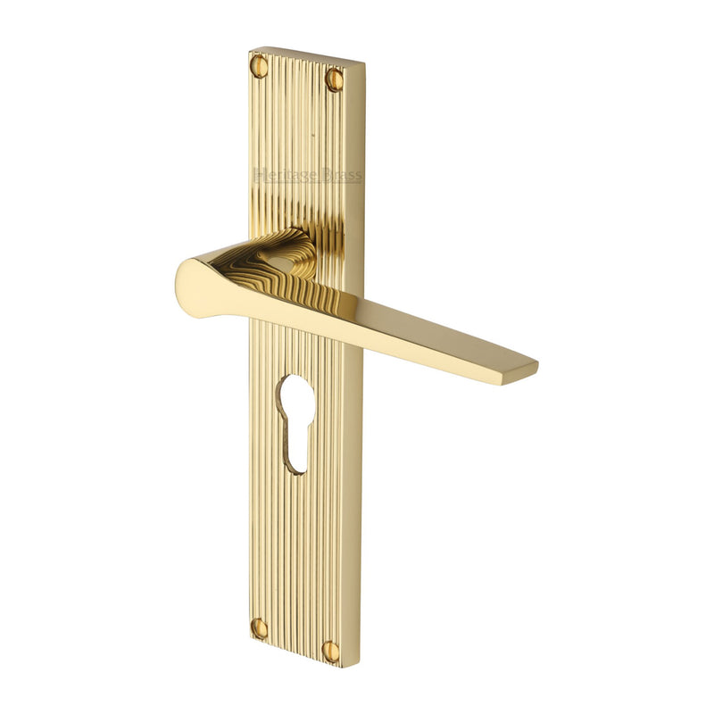 Heritage Brass Gio Reeded Door Handle on Plate