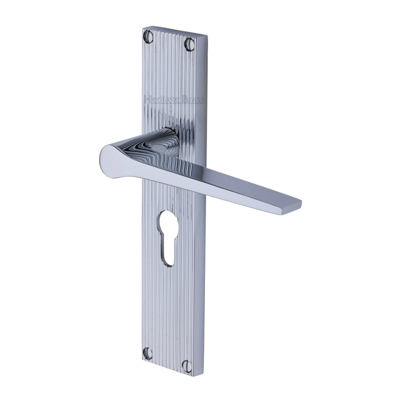 Heritage Brass Gio Reeded Door Handle on Plate