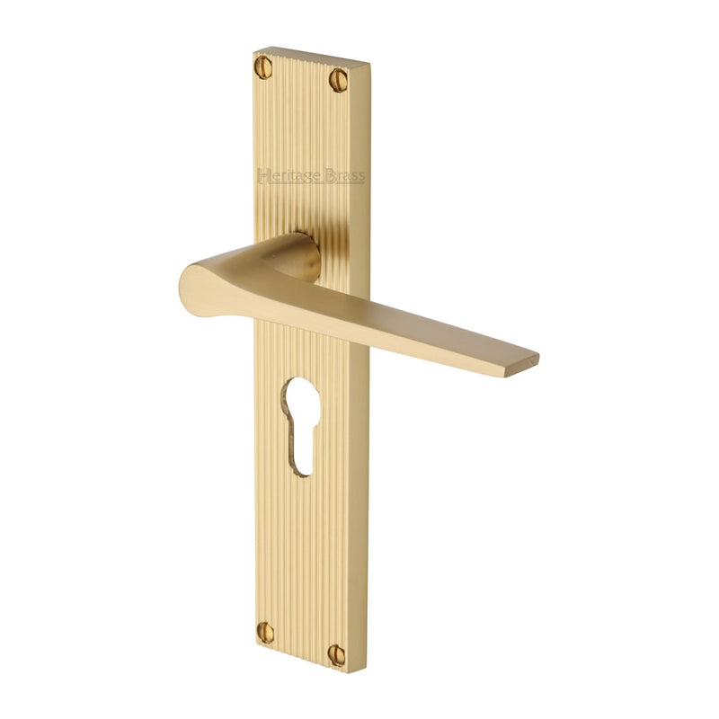 Heritage Brass Gio Reeded Door Handle on Plate