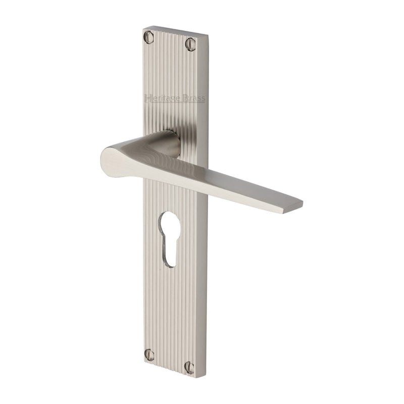 Heritage Brass Gio Reeded Door Handle on Plate