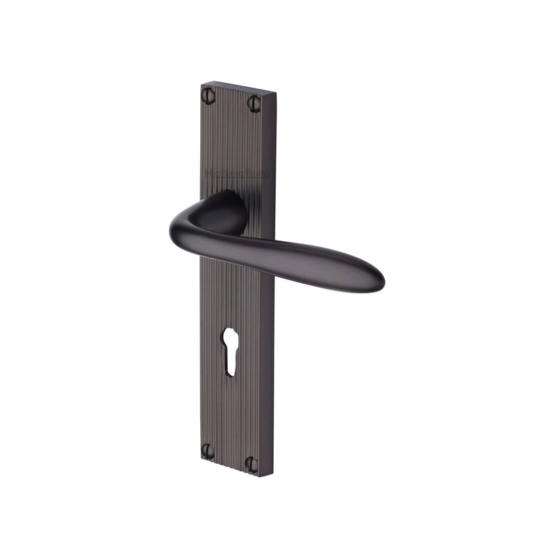 Heritage Brass Sutton Reeded Door Handle on Plate