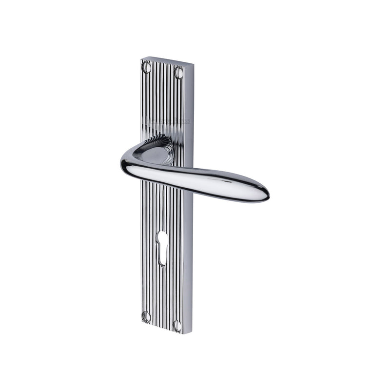 Heritage Brass Sutton Reeded Door Handle on Plate