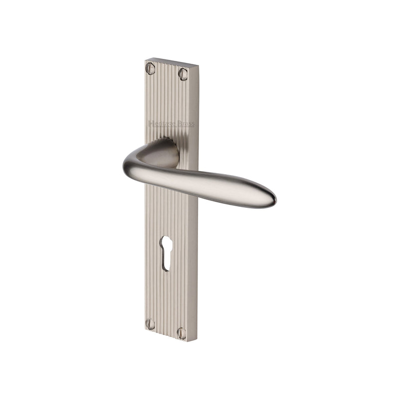 Heritage Brass Sutton Reeded Door Handle on Plate