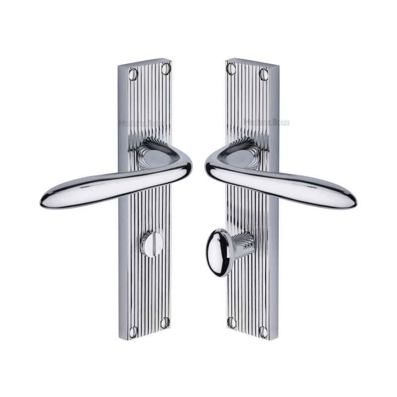 Heritage Brass Sutton Reeded Door Handle on Plate