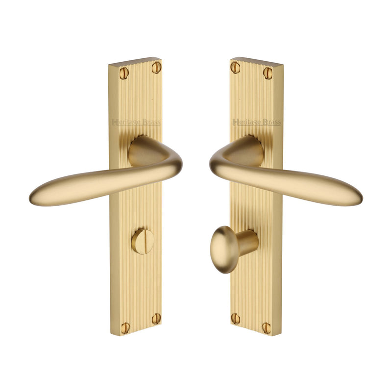 Heritage Brass Sutton Reeded Door Handle on Plate
